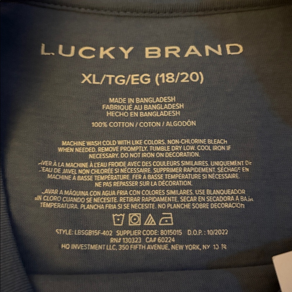 Brand new!! Youth XL Lucky Brand tee - Picture 4 of 4